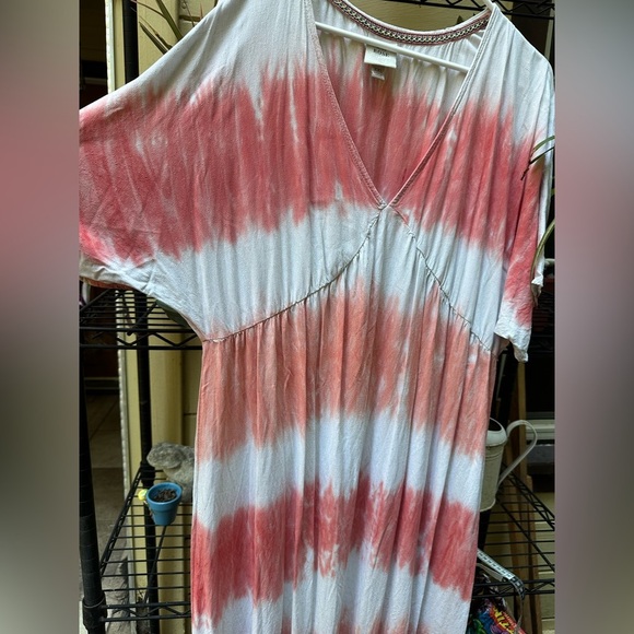 KNOX ROSE Coral Tie-Dye Bohemian Midi Dress Size XXL Flowy Beautiful Boho Beach - Picture 7 of 12